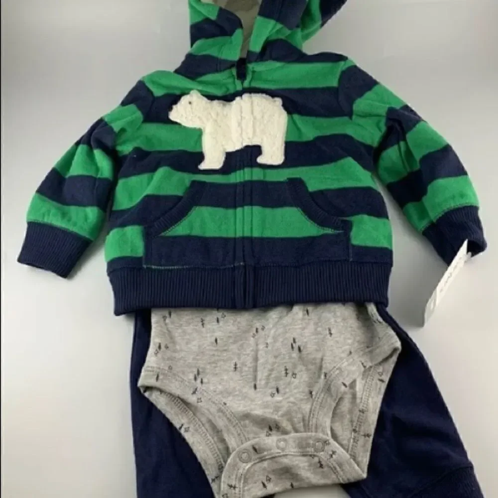 🎋Carter’s 3 pieces cardigan sets - polar Bear 3 M - Picture 2 of 9